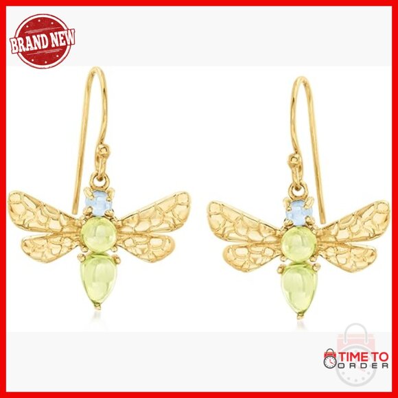 18kt Gold Over Sterling Peridot Topaz Drop Earrings 1.80ct